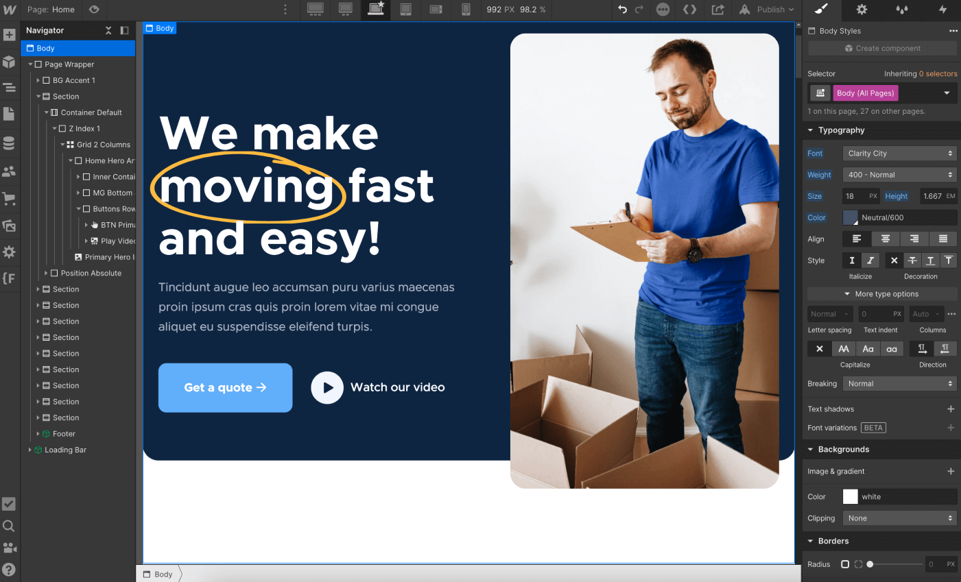 Typography - Movers X Webflow Template